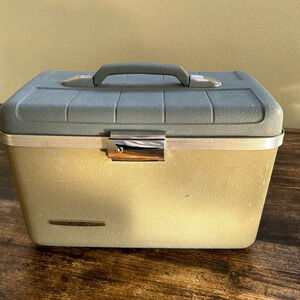 Vintage starflite  Train Case Luggage Blue and grey Preowned